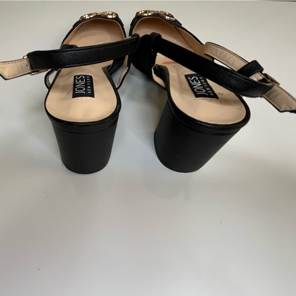 Jones New York Black Block Heel Shoes with Gold Details New Women’s Size 9.5 - Picture 2 of 5